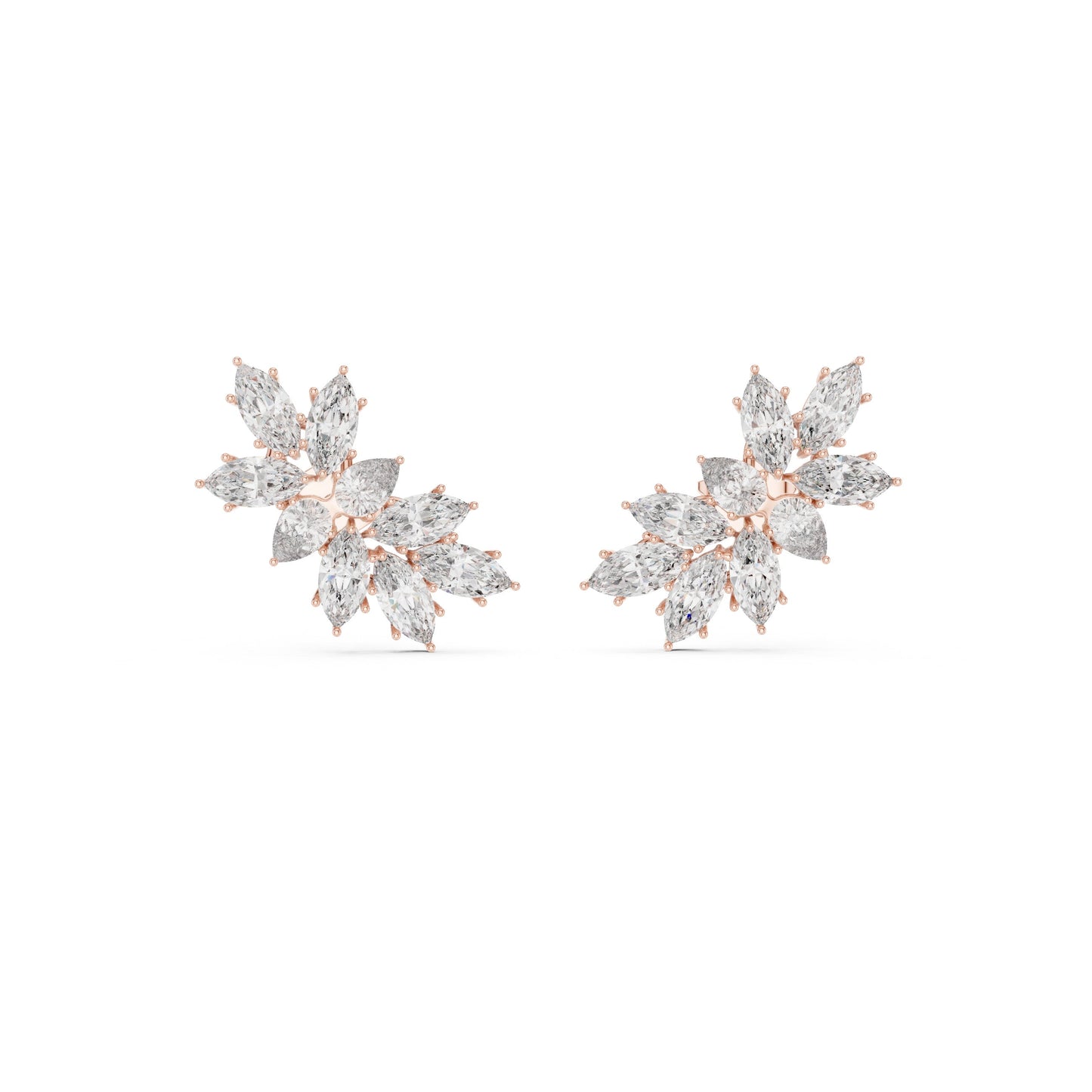 Mixed Shape Lab Grown Diamond Cluster Earrings