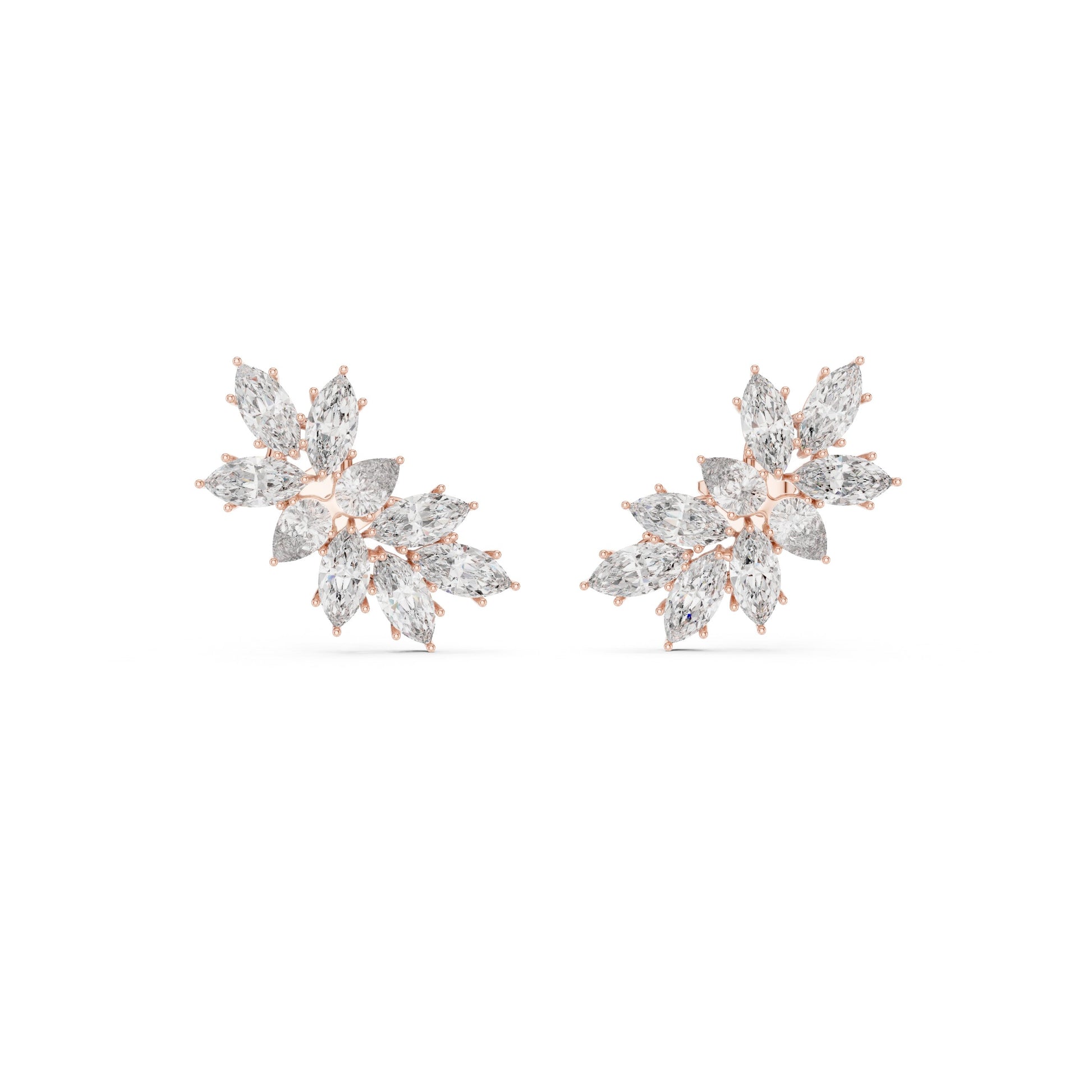 Mixed Shape Lab Grown Diamond Cluster Earrings