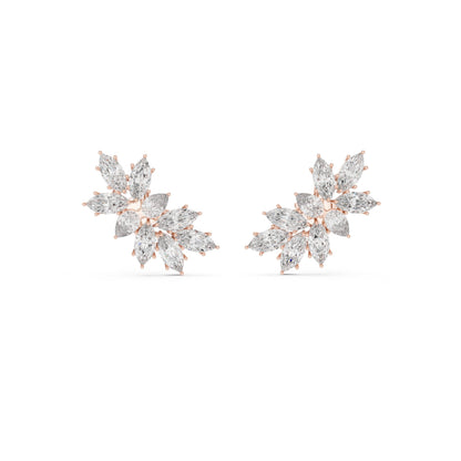 Mixed Shape Lab Grown Diamond Cluster Earrings