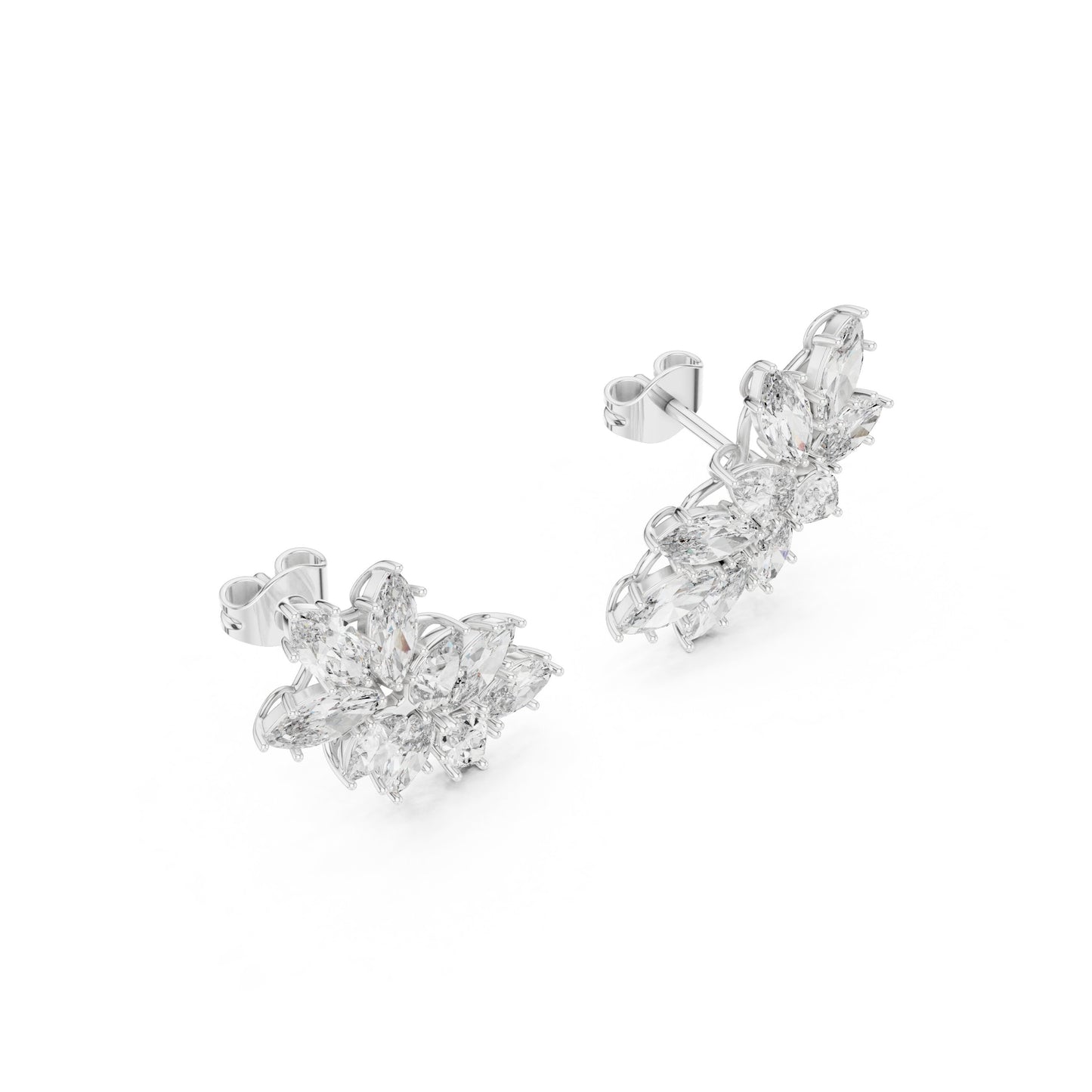Mixed Shape Lab Grown Diamond Cluster Earrings