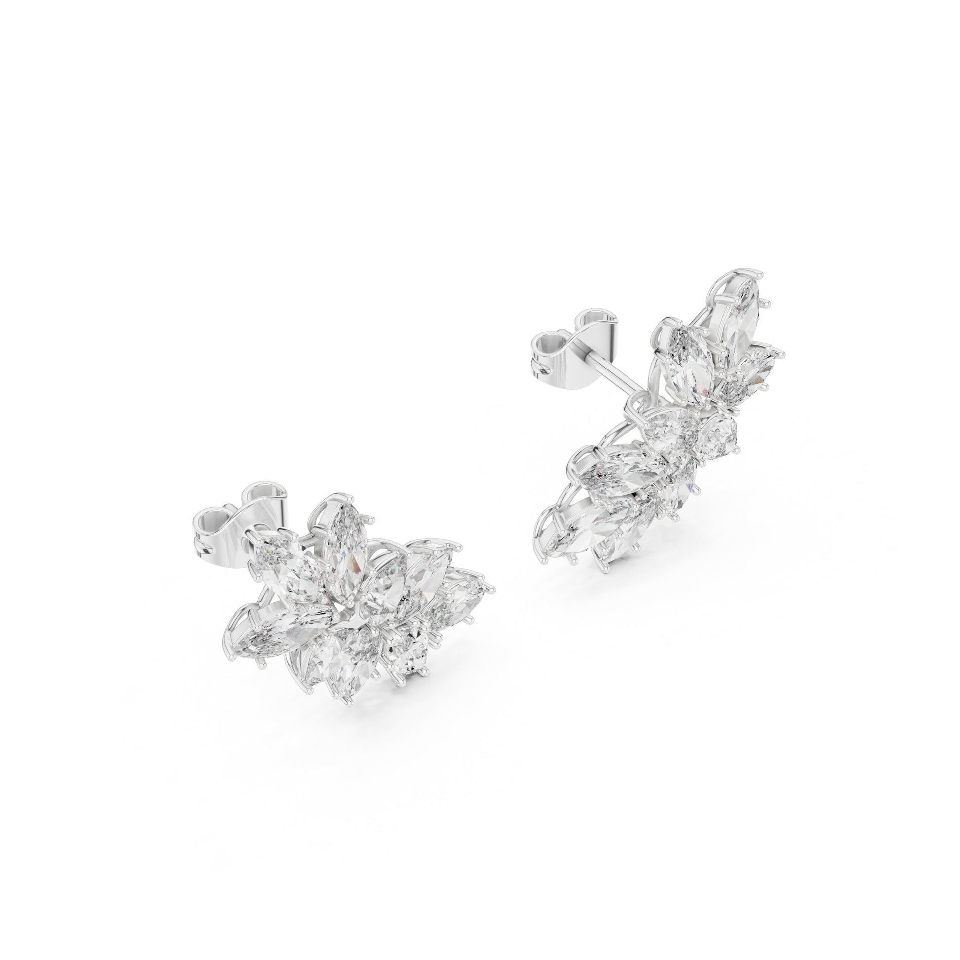 Mixed Shape Lab Grown Diamond Cluster Earrings