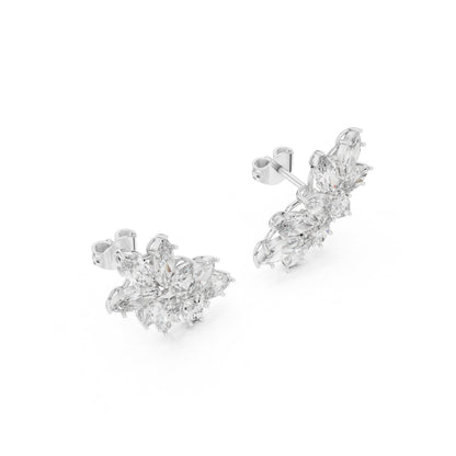 Mixed Shape Lab Grown Diamond Cluster Earrings
