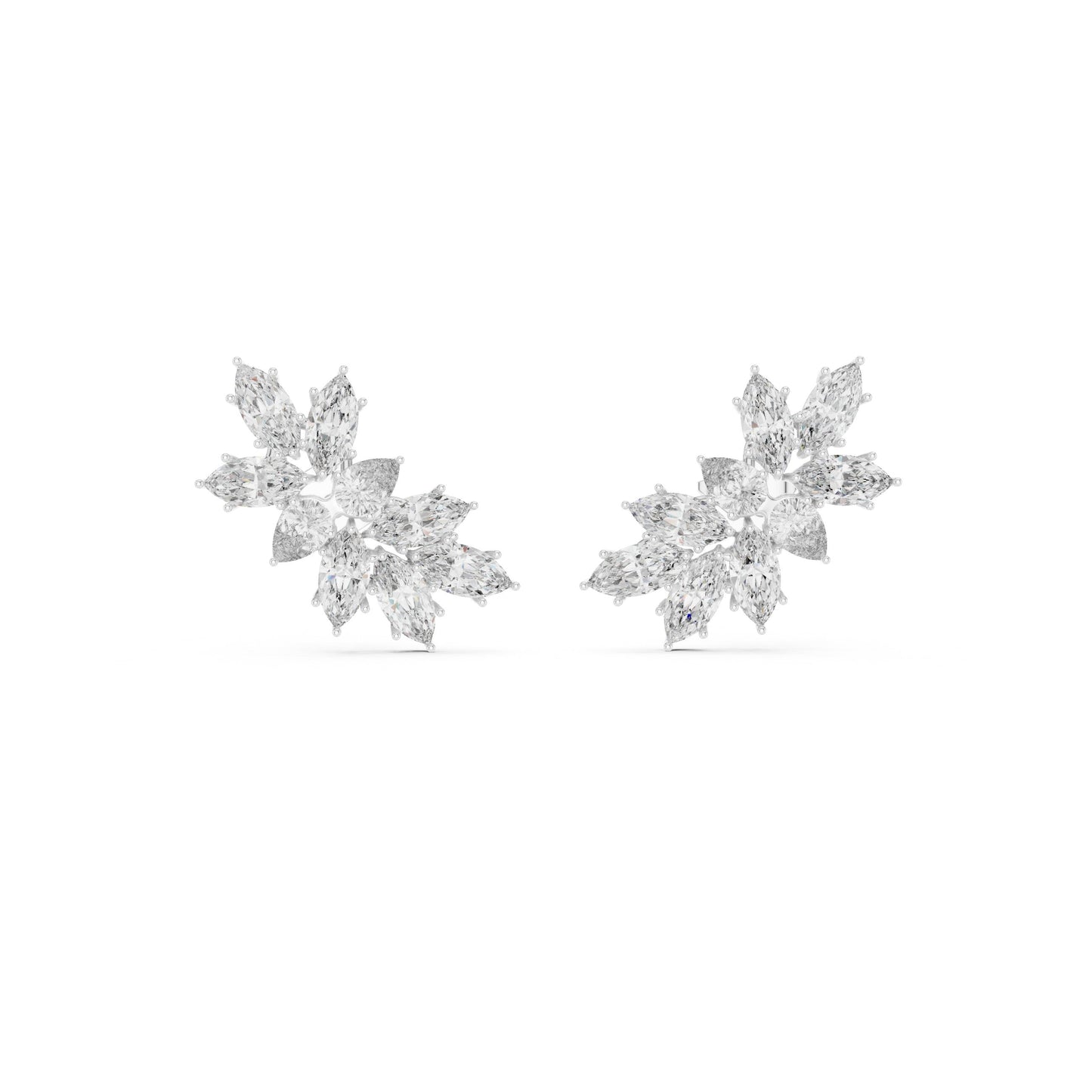 Mixed Shape Lab Grown Diamond Cluster Earrings