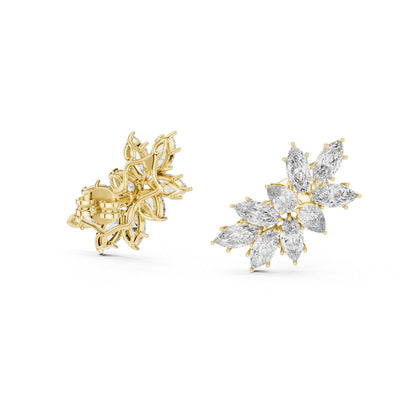 Mixed Shape Lab Grown Diamond Cluster Earrings