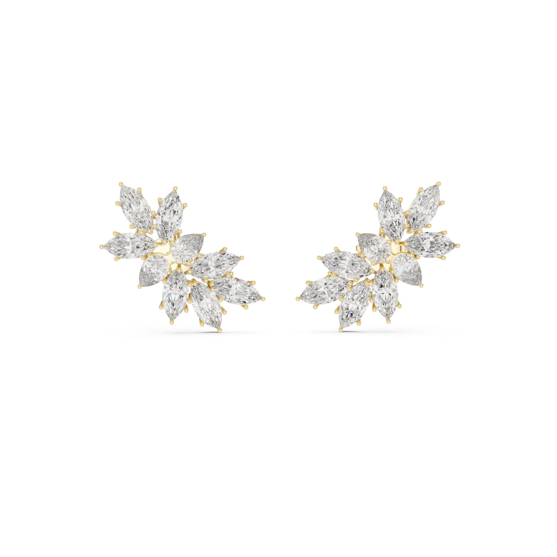 Mixed Shape Lab Grown Diamond Cluster Earrings