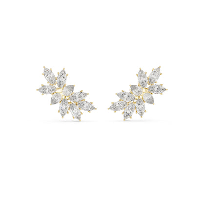 Mixed Shape Lab Grown Diamond Cluster Earrings