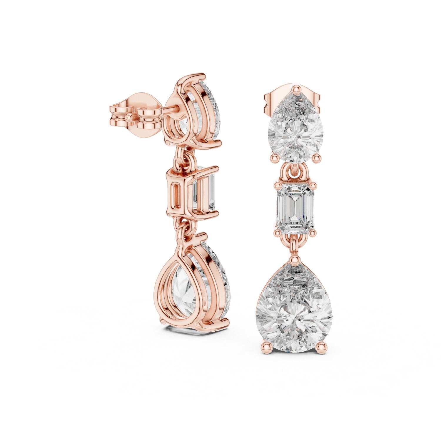 Mixed Shape Lab Grown Diamond Dangle Earrings