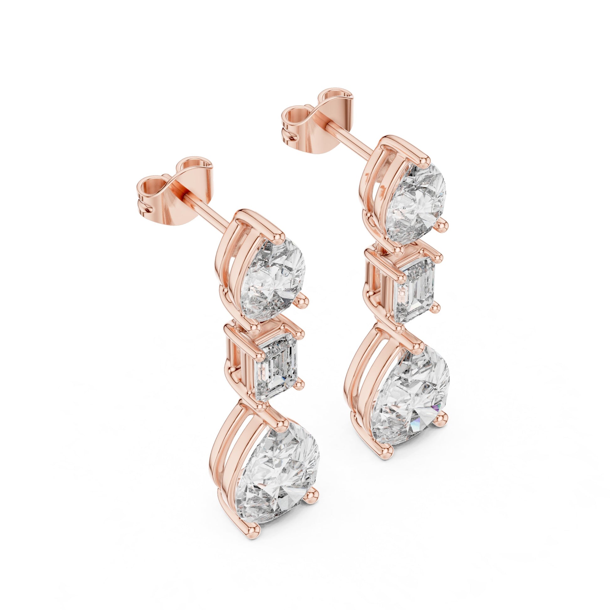 Mixed Shape Lab Grown Diamond Dangle Earrings