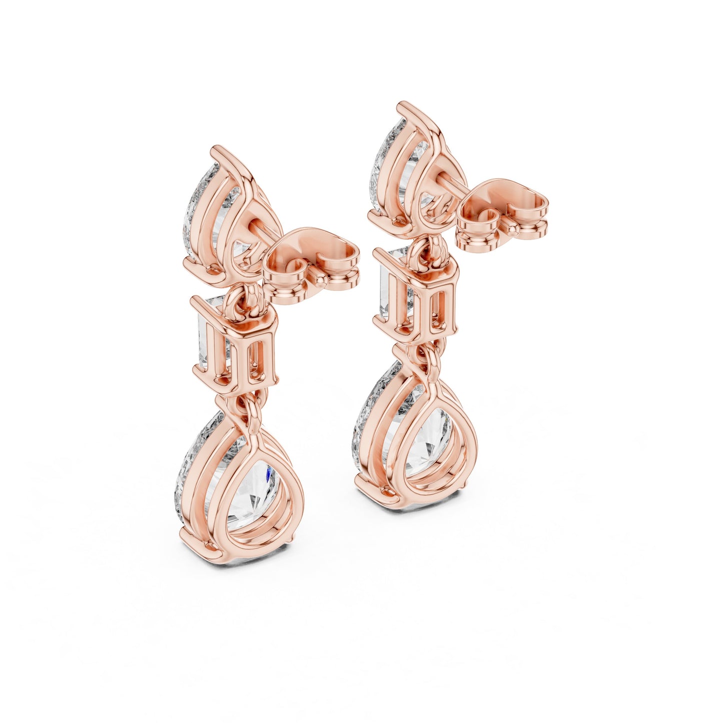 Mixed Shape Lab Grown Diamond Dangle Earrings