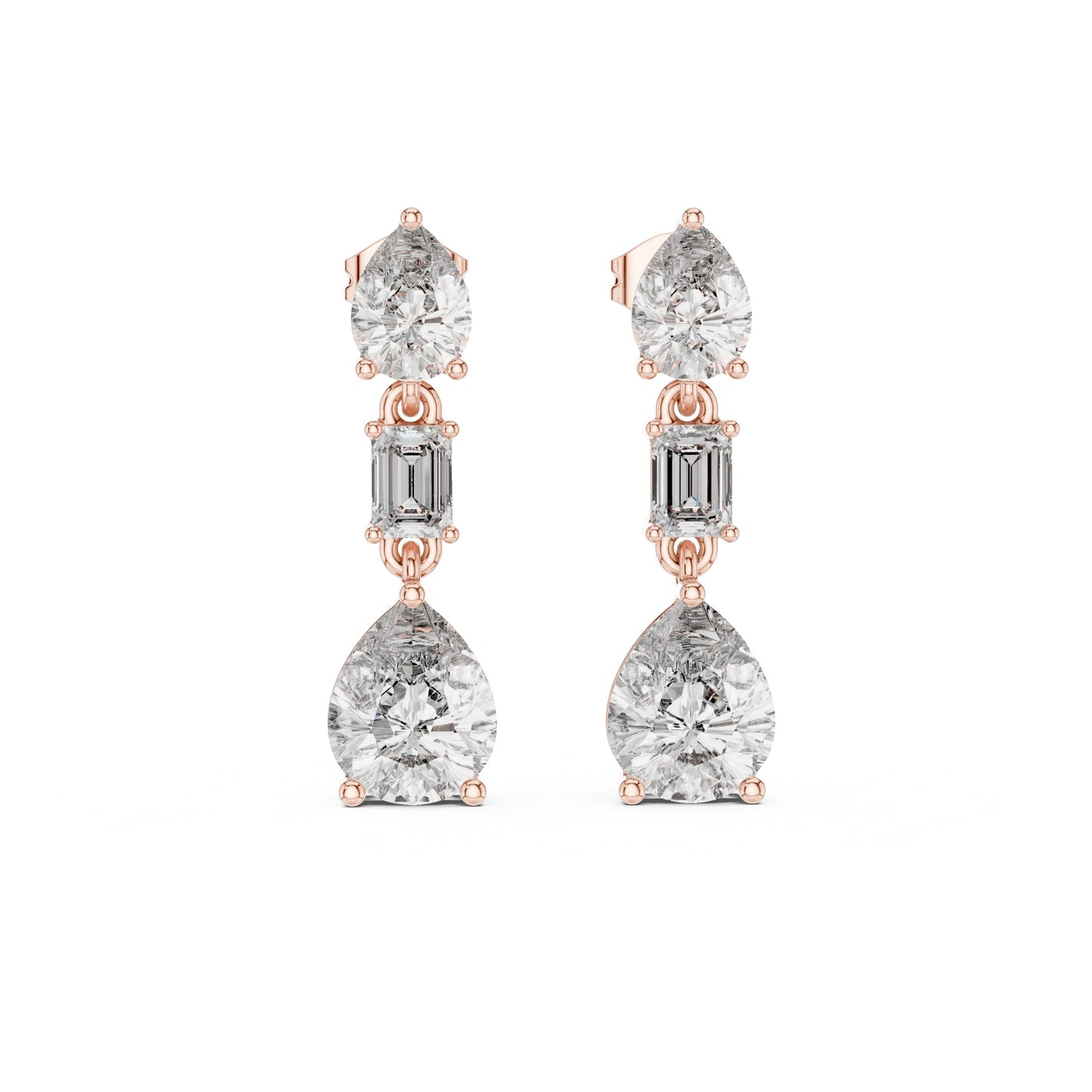 Mixed Shape Lab Grown Diamond Dangle Earrings