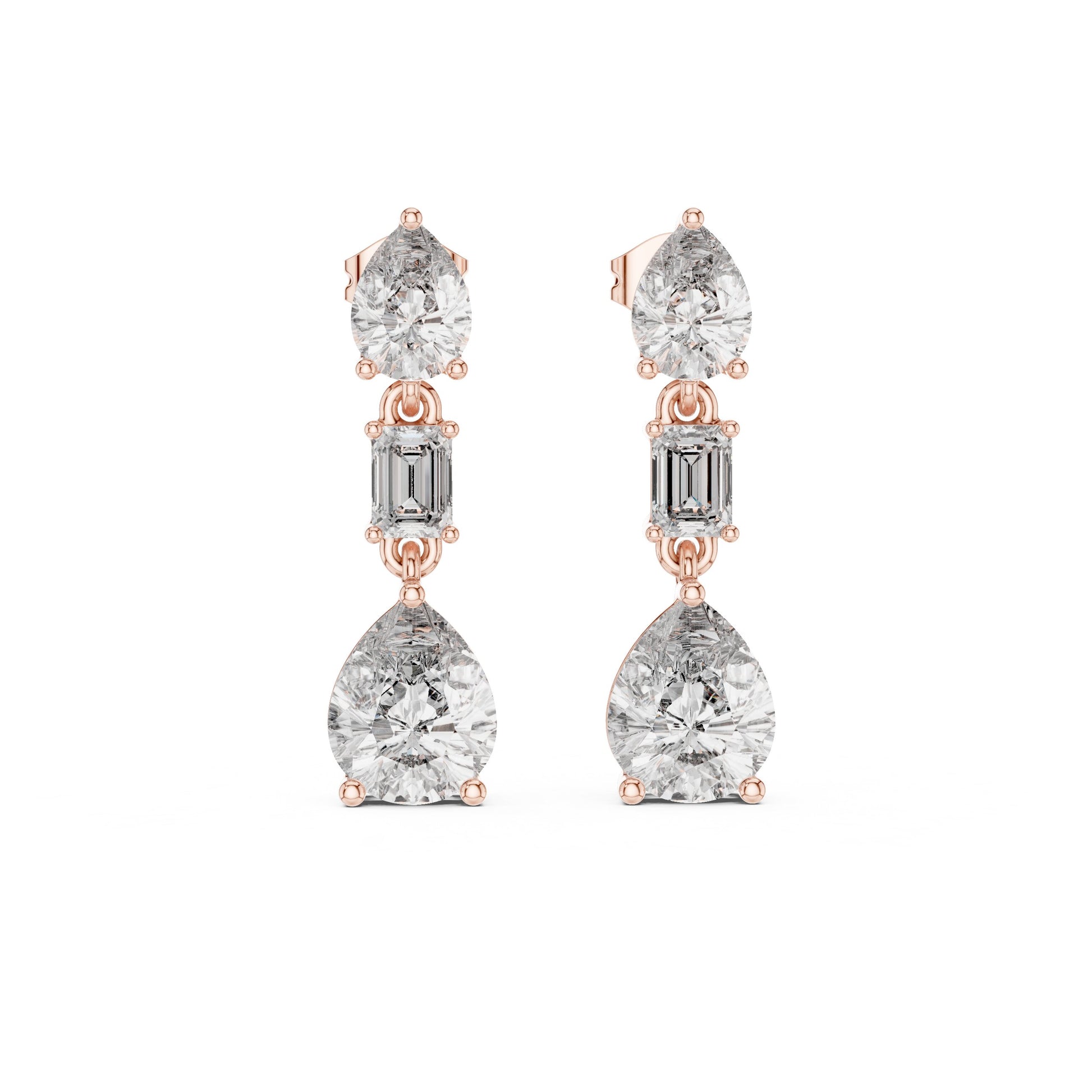Mixed Shape Lab Grown Diamond Dangle Earrings