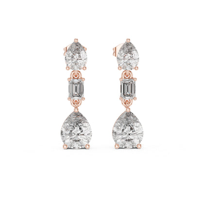 Mixed Shape Lab Grown Diamond Dangle Earrings