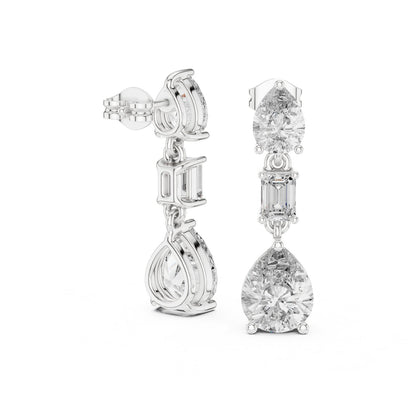 Mixed Shape Lab Grown Diamond Dangle Earrings