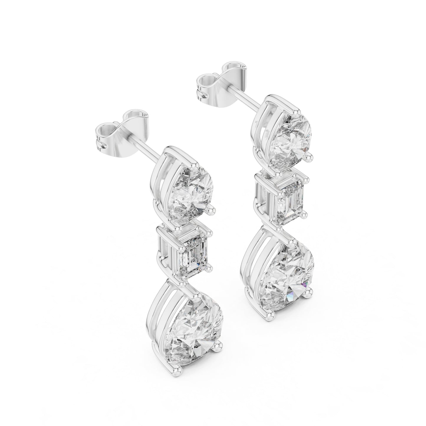Mixed Shape Lab Grown Diamond Dangle Earrings