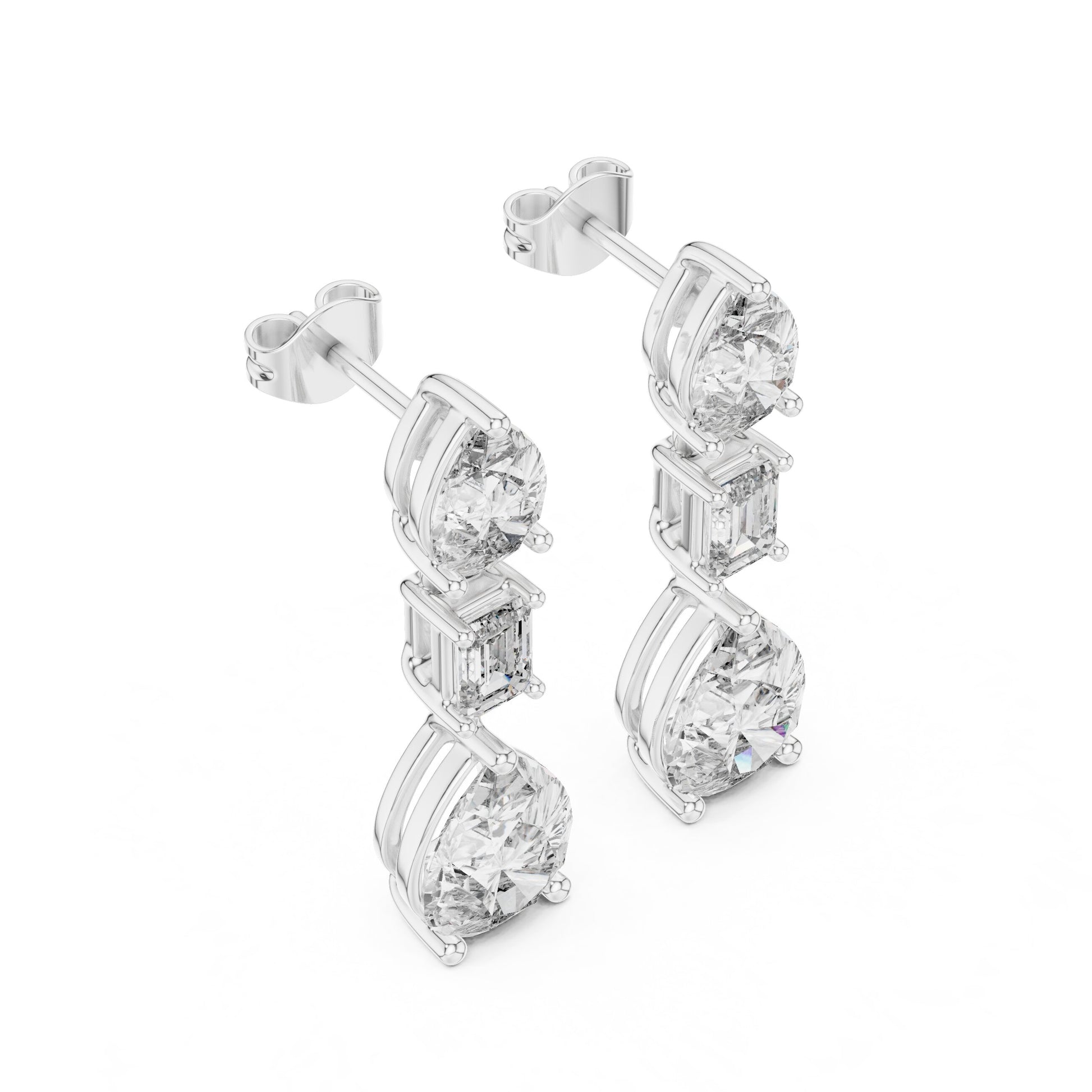 Mixed Shape Lab Grown Diamond Dangle Earrings