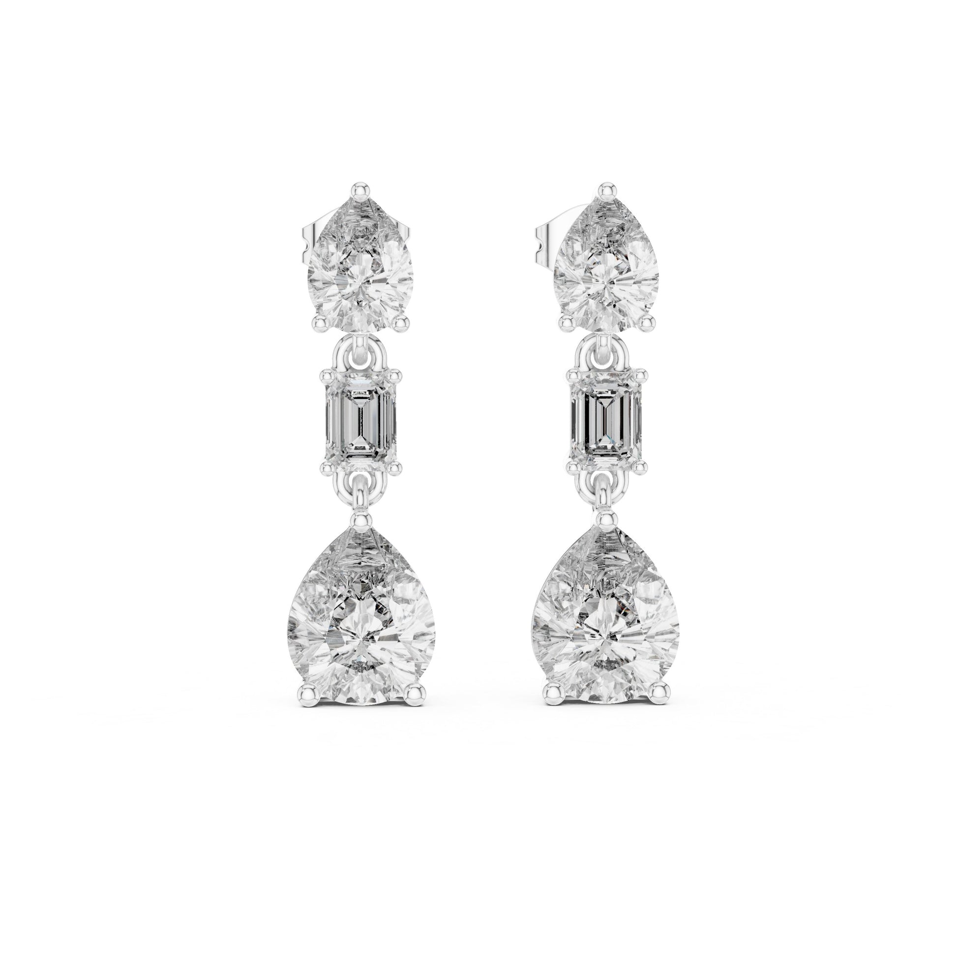 Mixed Shape Lab Grown Diamond Dangle Earrings