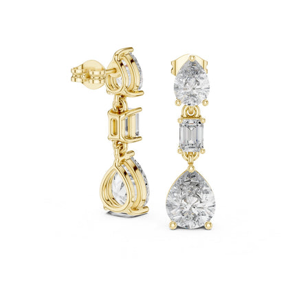 Mixed Shape Lab Grown Diamond Dangle Earrings