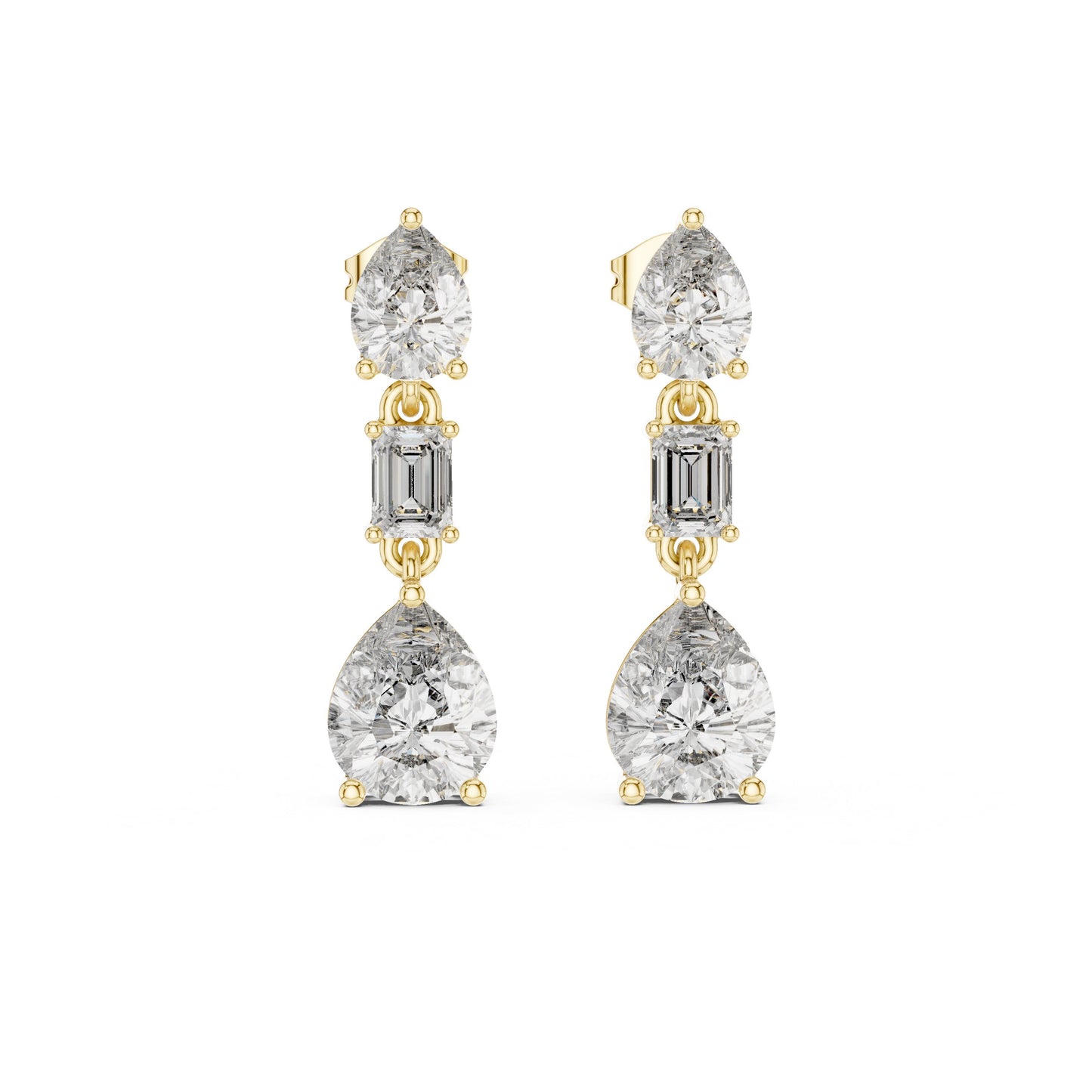 Mixed Shape Lab Grown Diamond Dangle Earrings