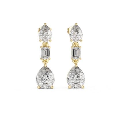 Mixed Shape Lab Grown Diamond Dangle Earrings