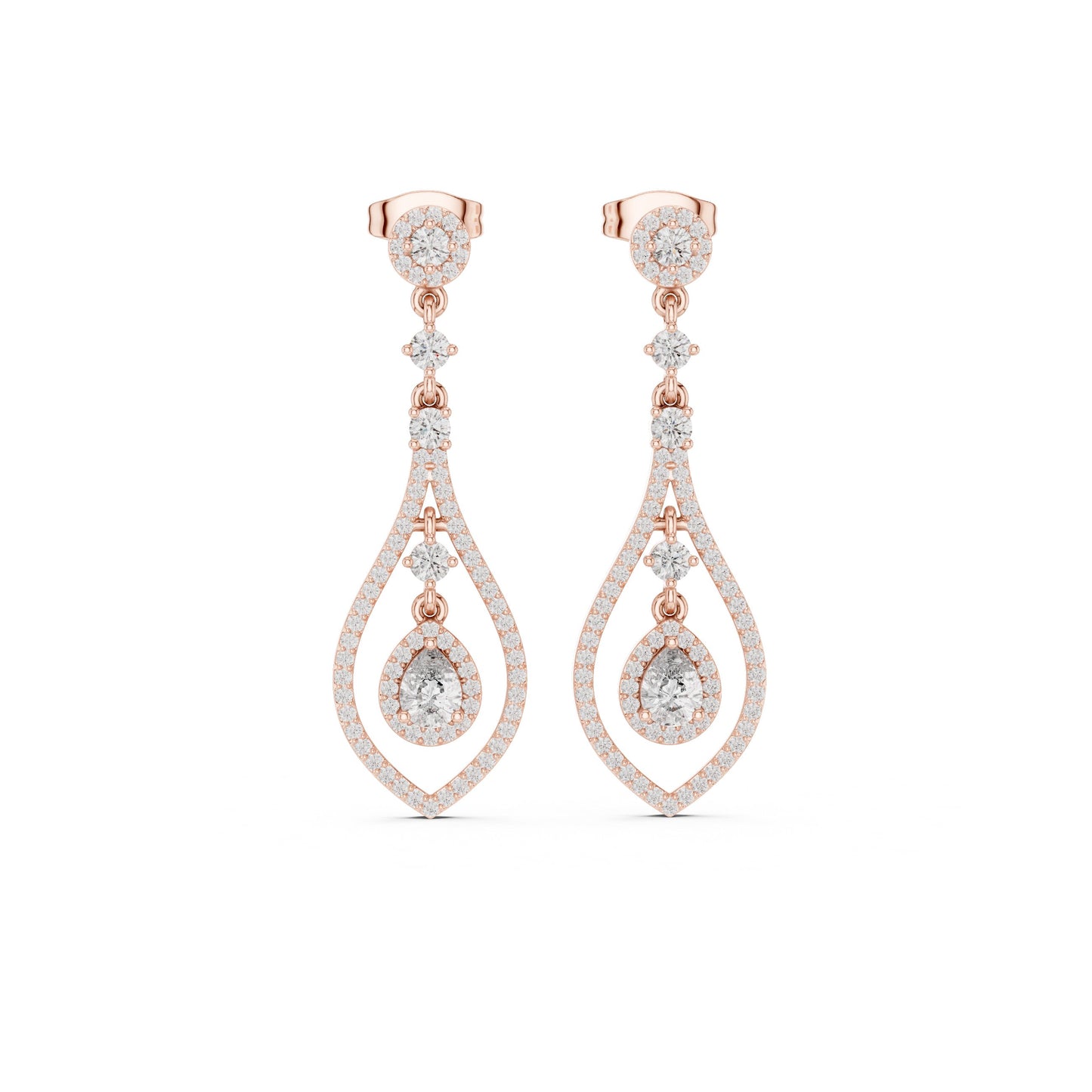 Mixed Shape Lab Grown Diamond Dangle Earrings