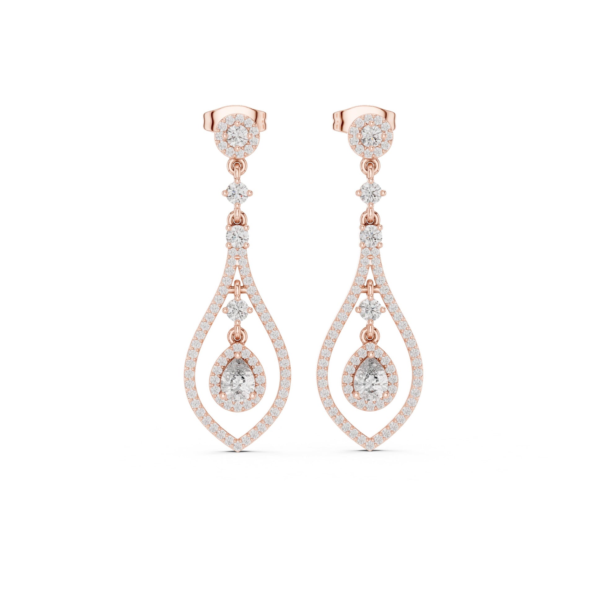 Mixed Shape Lab Grown Diamond Dangle Earrings