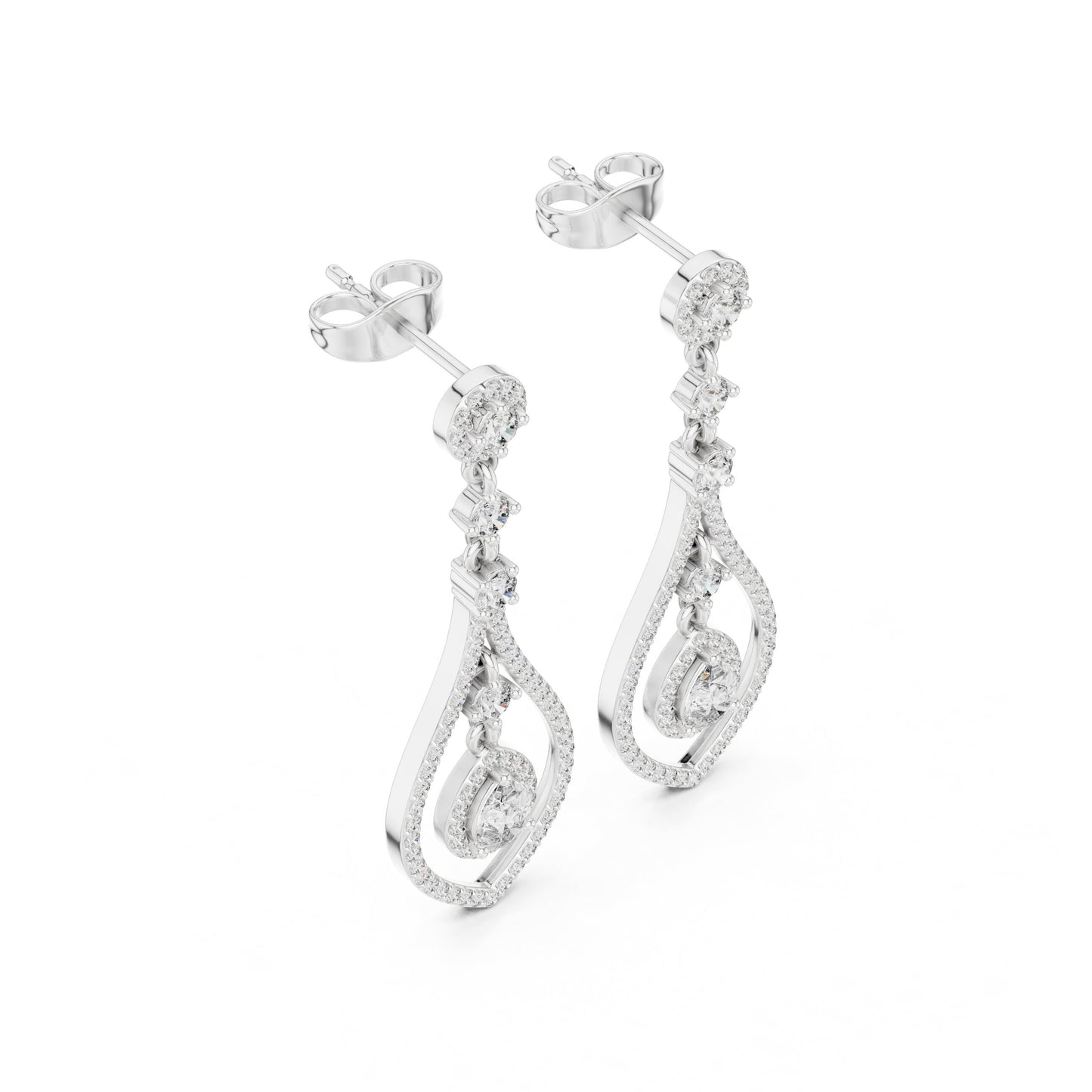Mixed Shape Lab Grown Diamond Dangle Earrings