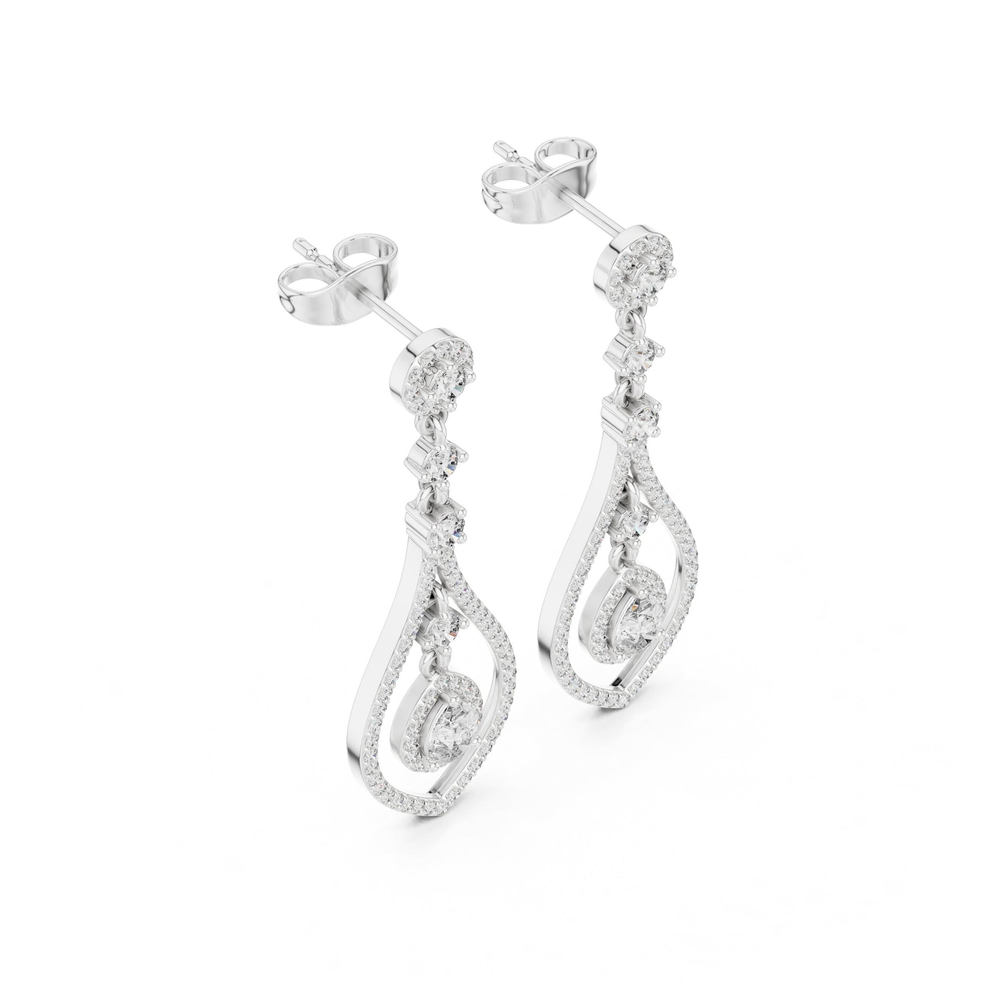 Mixed Shape Lab Grown Diamond Dangle Earrings