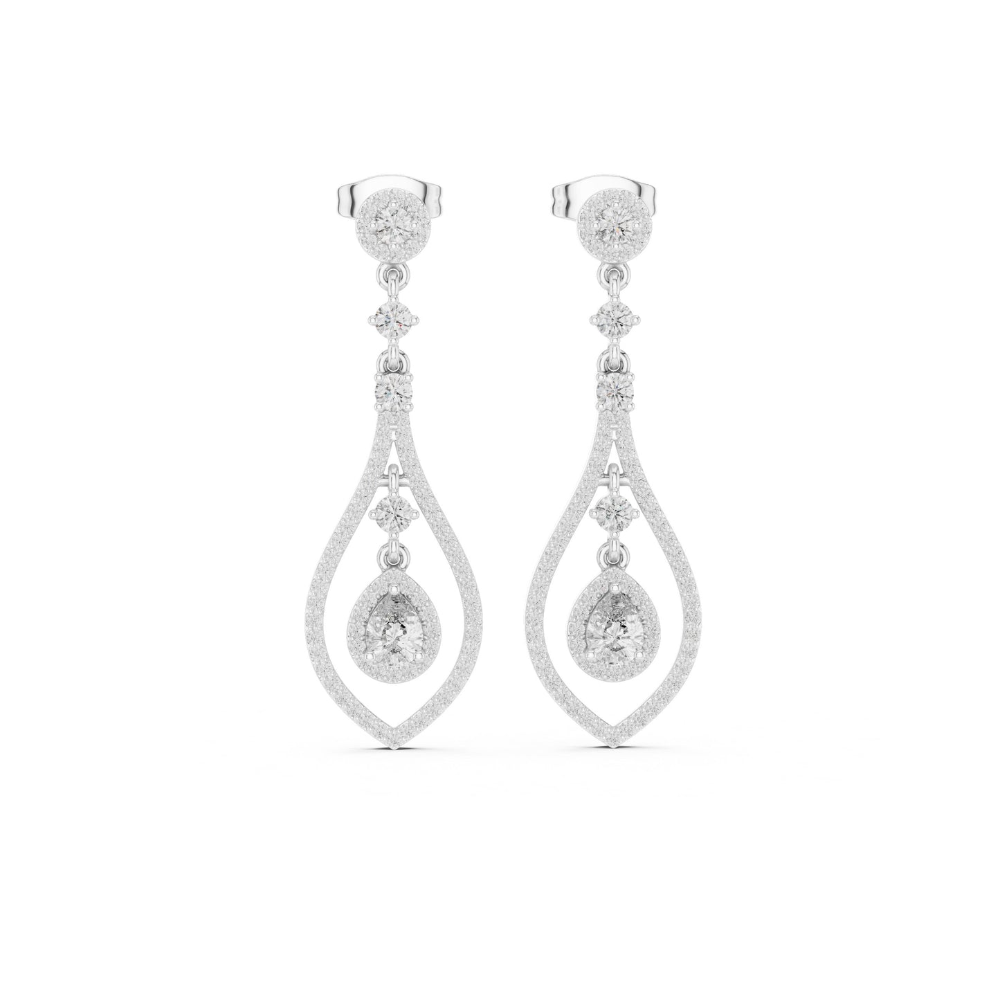 Mixed Shape Lab Grown Diamond Dangle Earrings