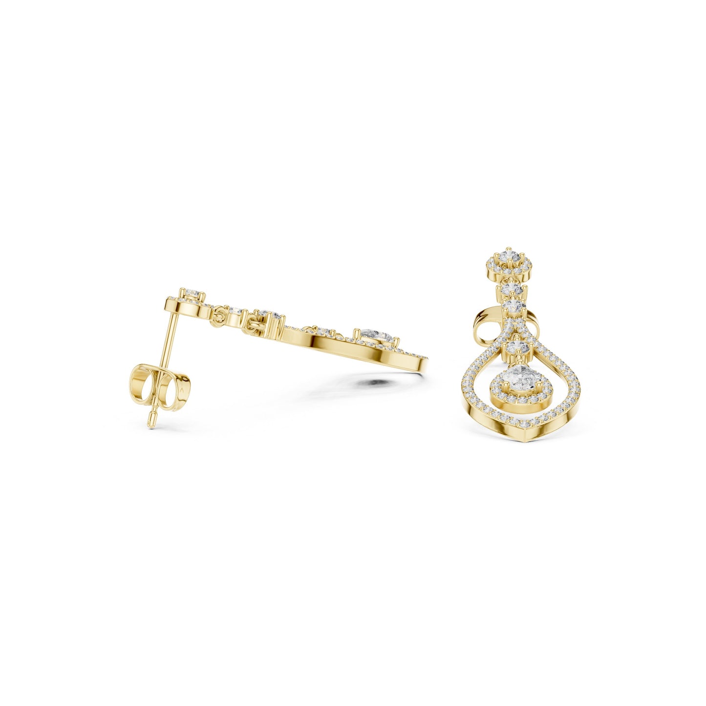 Mixed Shape Lab Grown Diamond Dangle Earrings