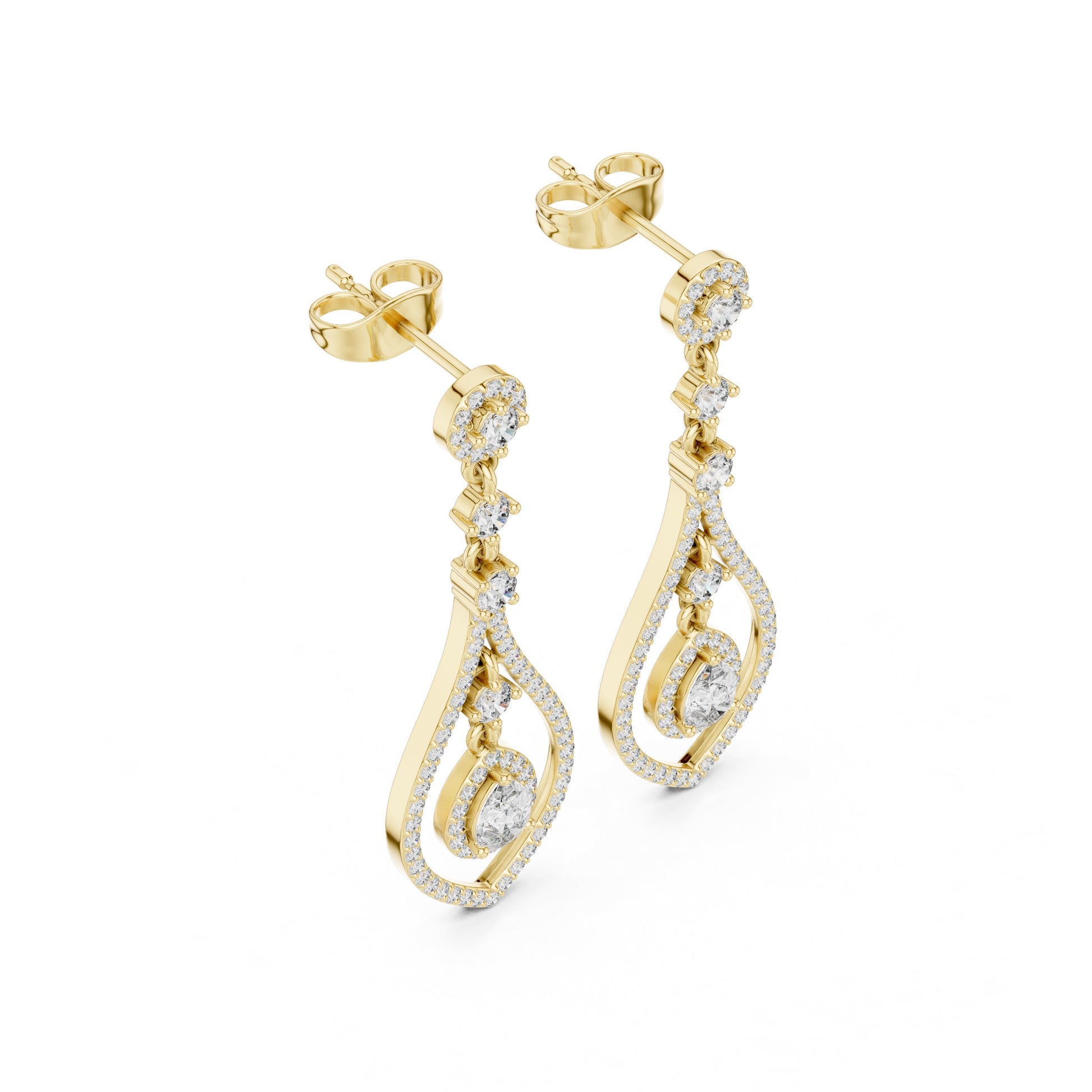 Mixed Shape Lab Grown Diamond Dangle Earrings