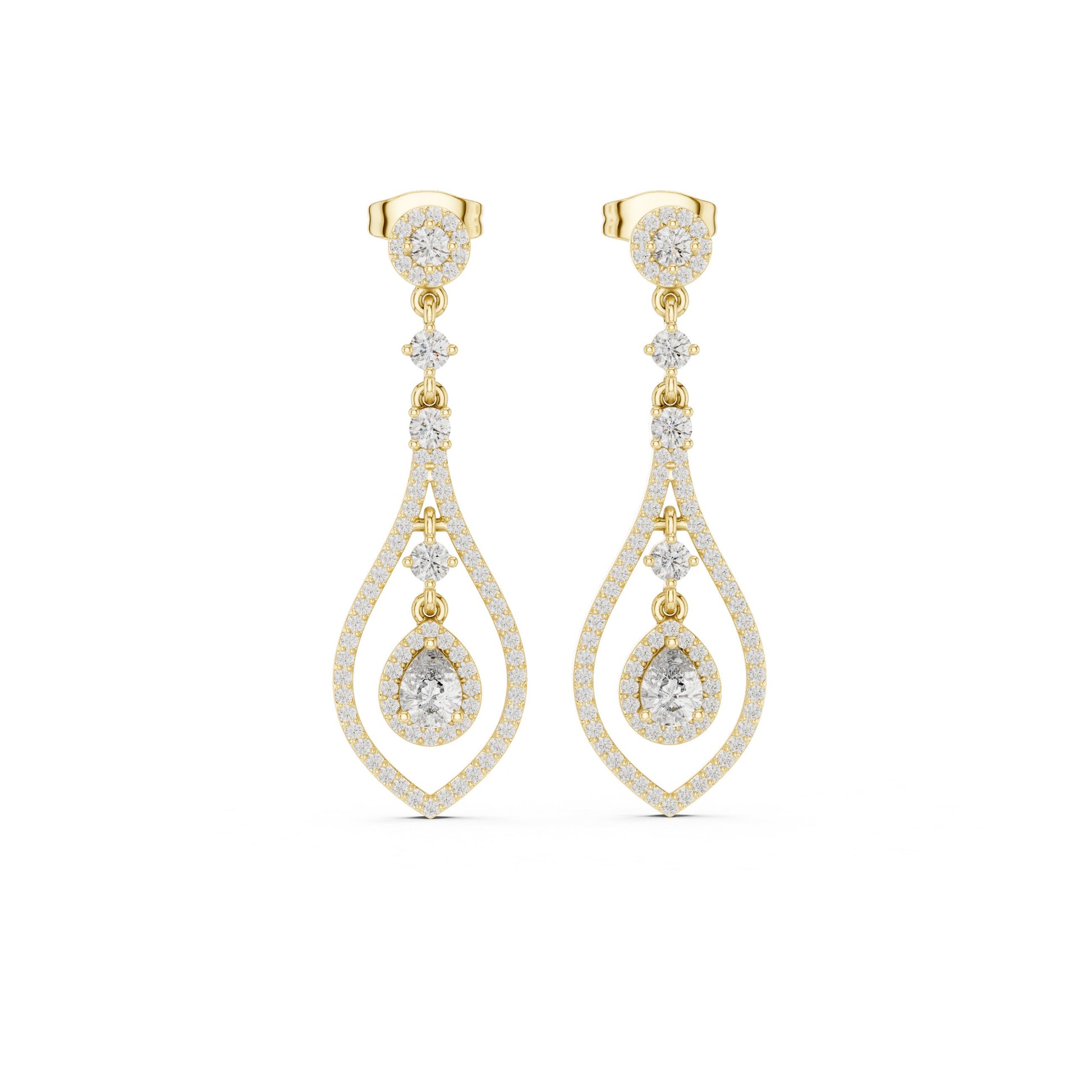 Mixed Shape Lab Grown Diamond Dangle Earrings