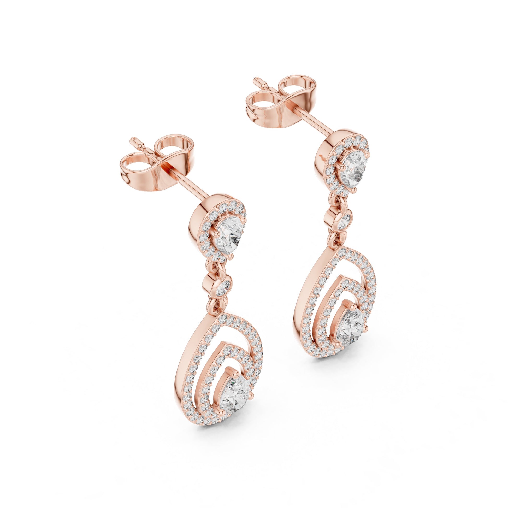 Mixed Shape Lab Grown Diamond Dangle Earrings