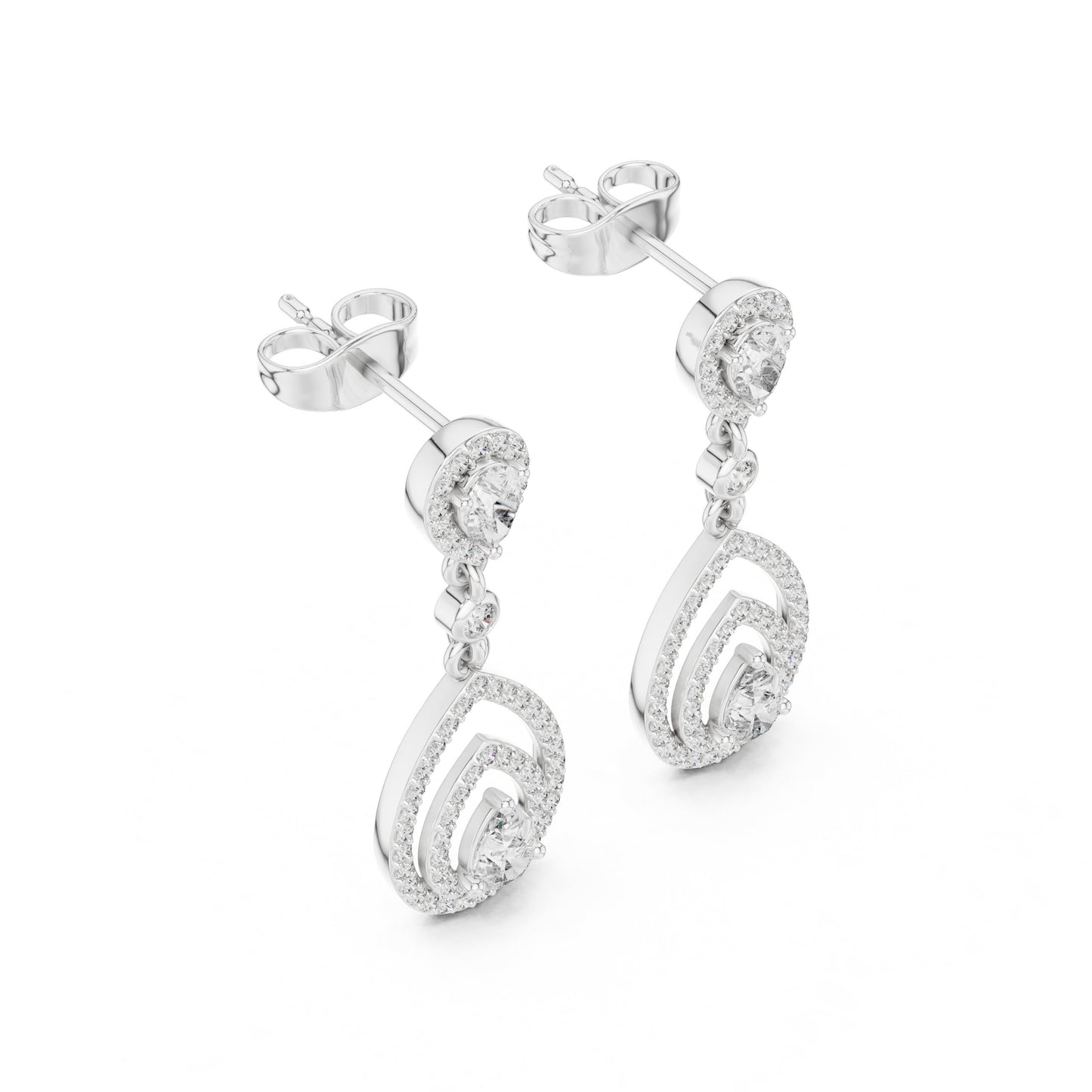 Mixed Shape Lab Grown Diamond Dangle Earrings