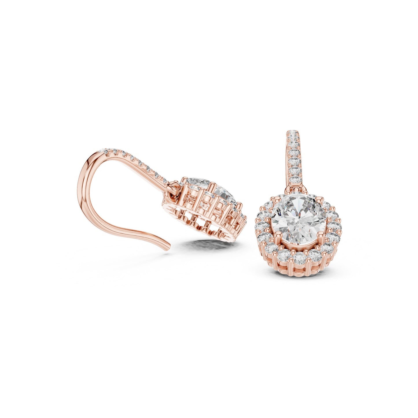 Round Drop Lab Grown Diamond Earrings