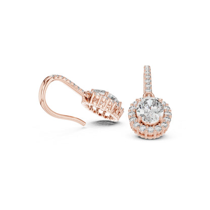 Round Drop Lab Grown Diamond Earrings