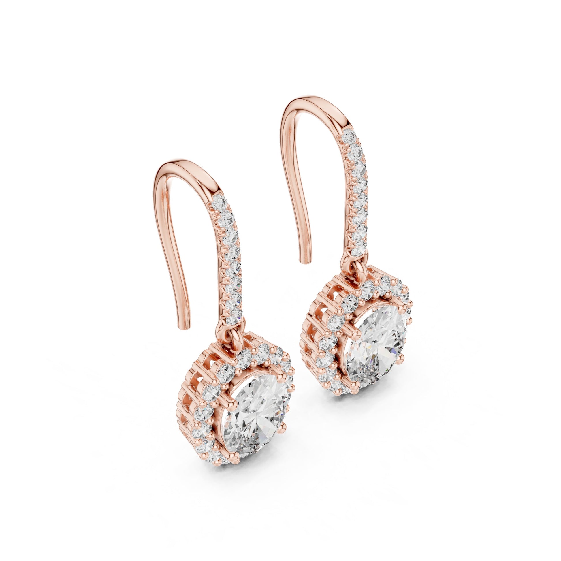 Round Drop Lab Grown Diamond Earrings