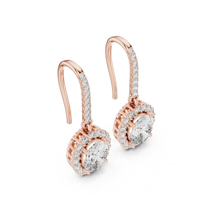 Round Drop Lab Grown Diamond Earrings