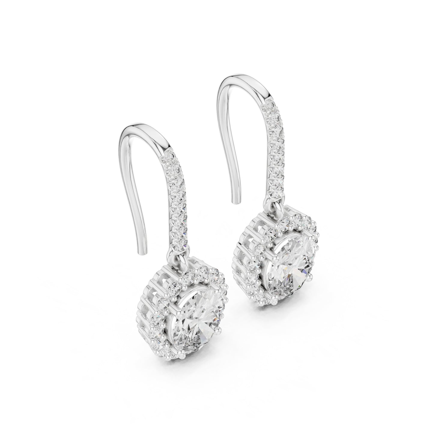 Round Drop Lab Grown Diamond Earrings
