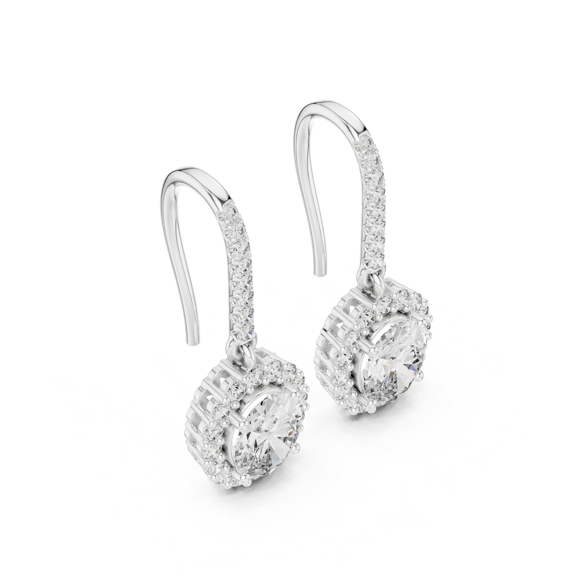 Round Drop Lab Grown Diamond Earrings