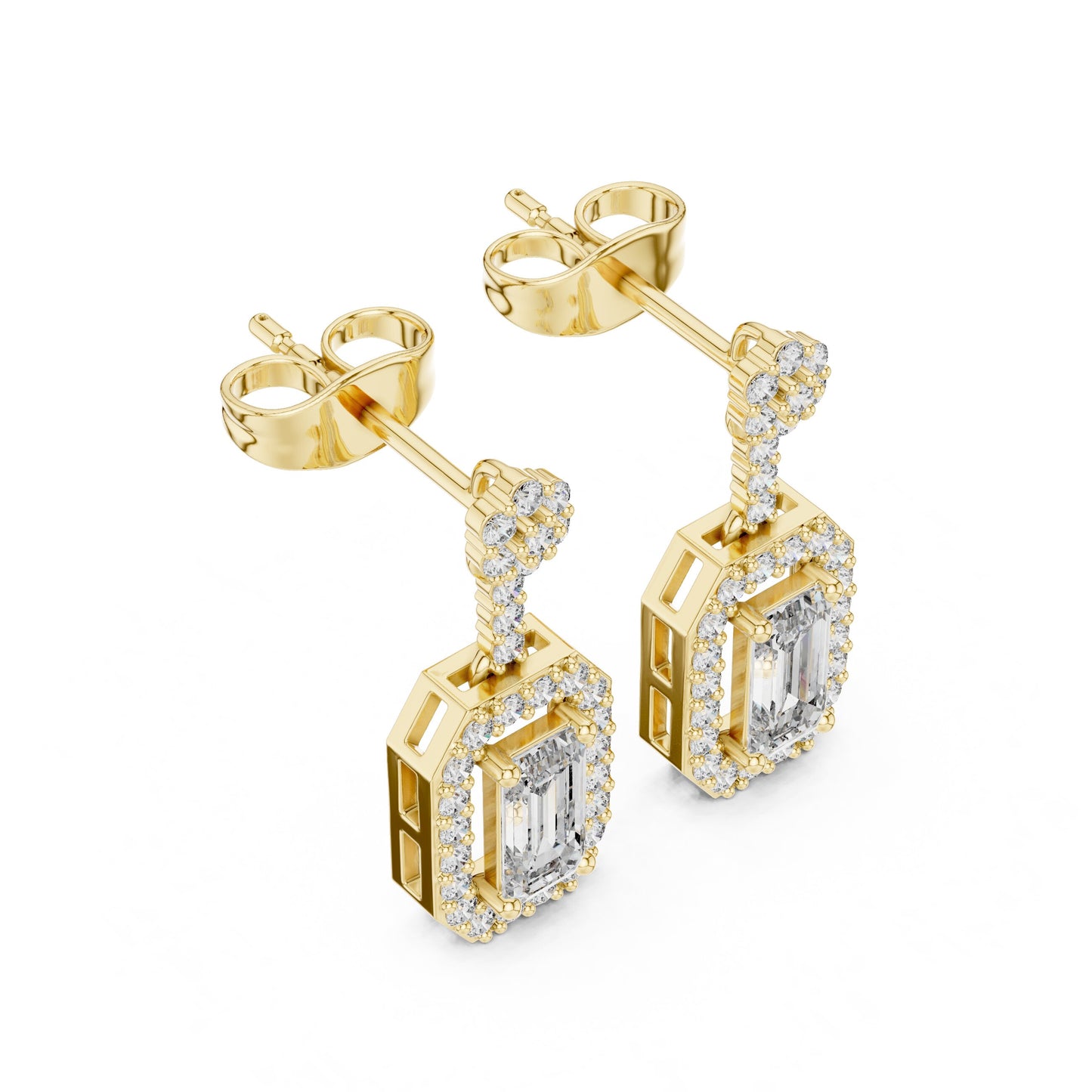 Mixed Shape Lab Grown Diamond Drop Earrings