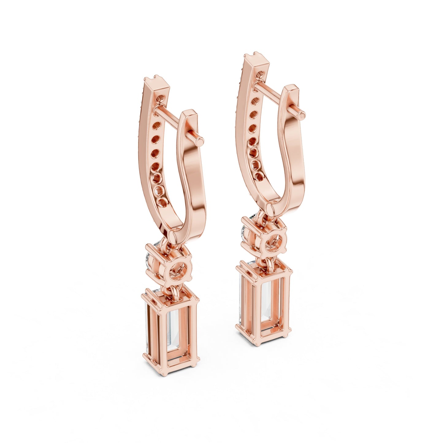 Mixed Shape Lab Grown Diamond Drop Earrings