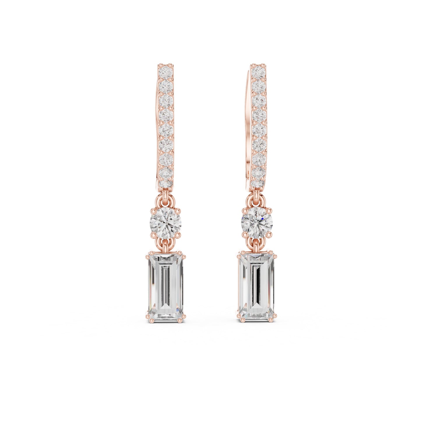 Mixed Shape Lab Grown Diamond Drop Earrings
