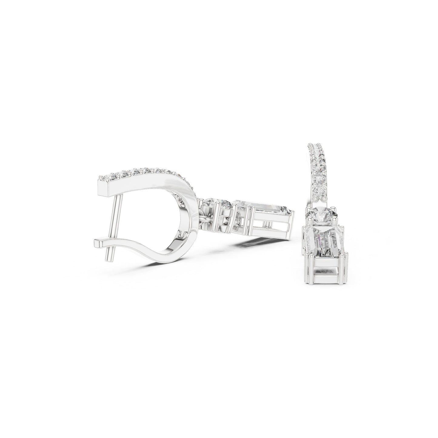 Mixed Shape Lab Grown Diamond Drop Earrings