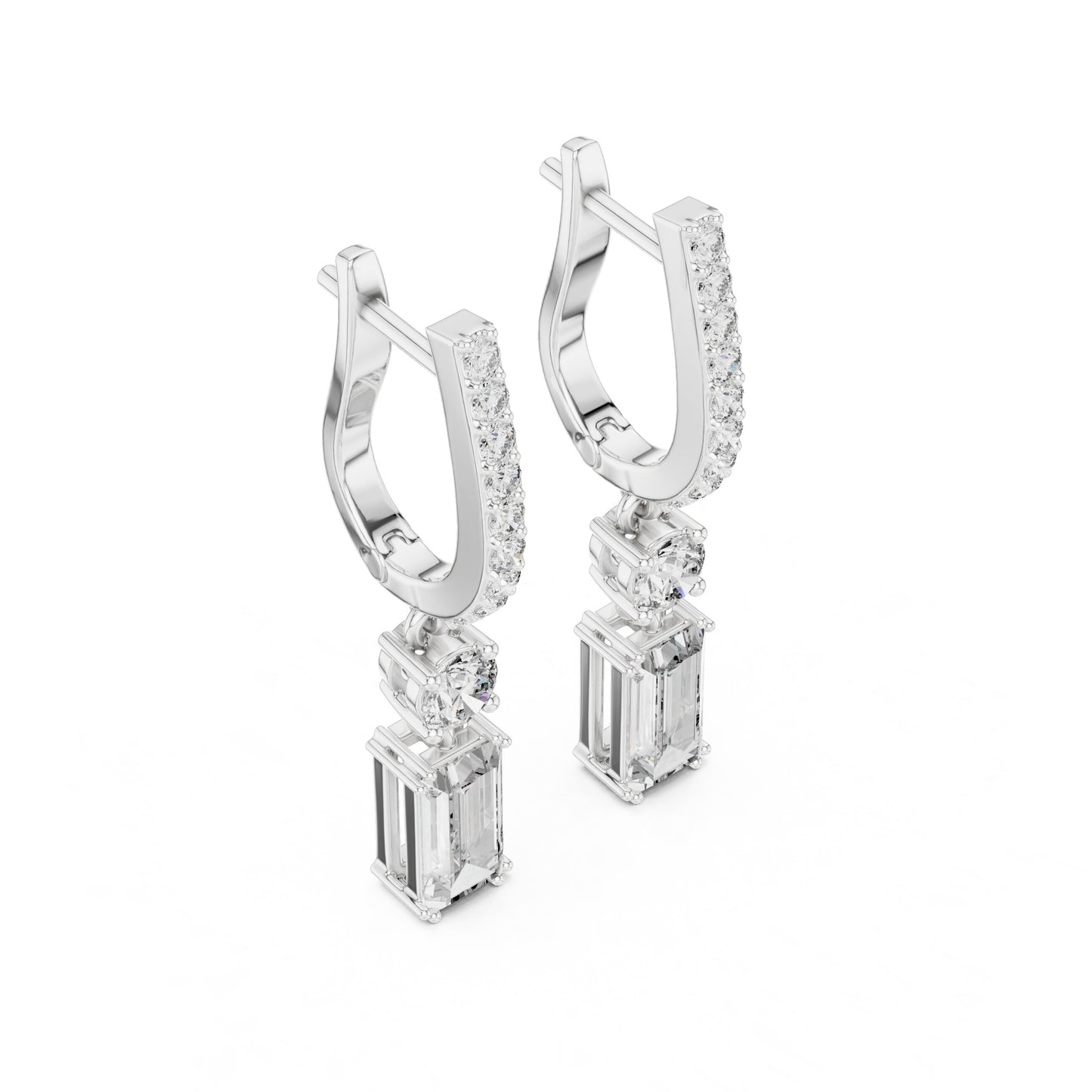 Mixed Shape Lab Grown Diamond Drop Earrings