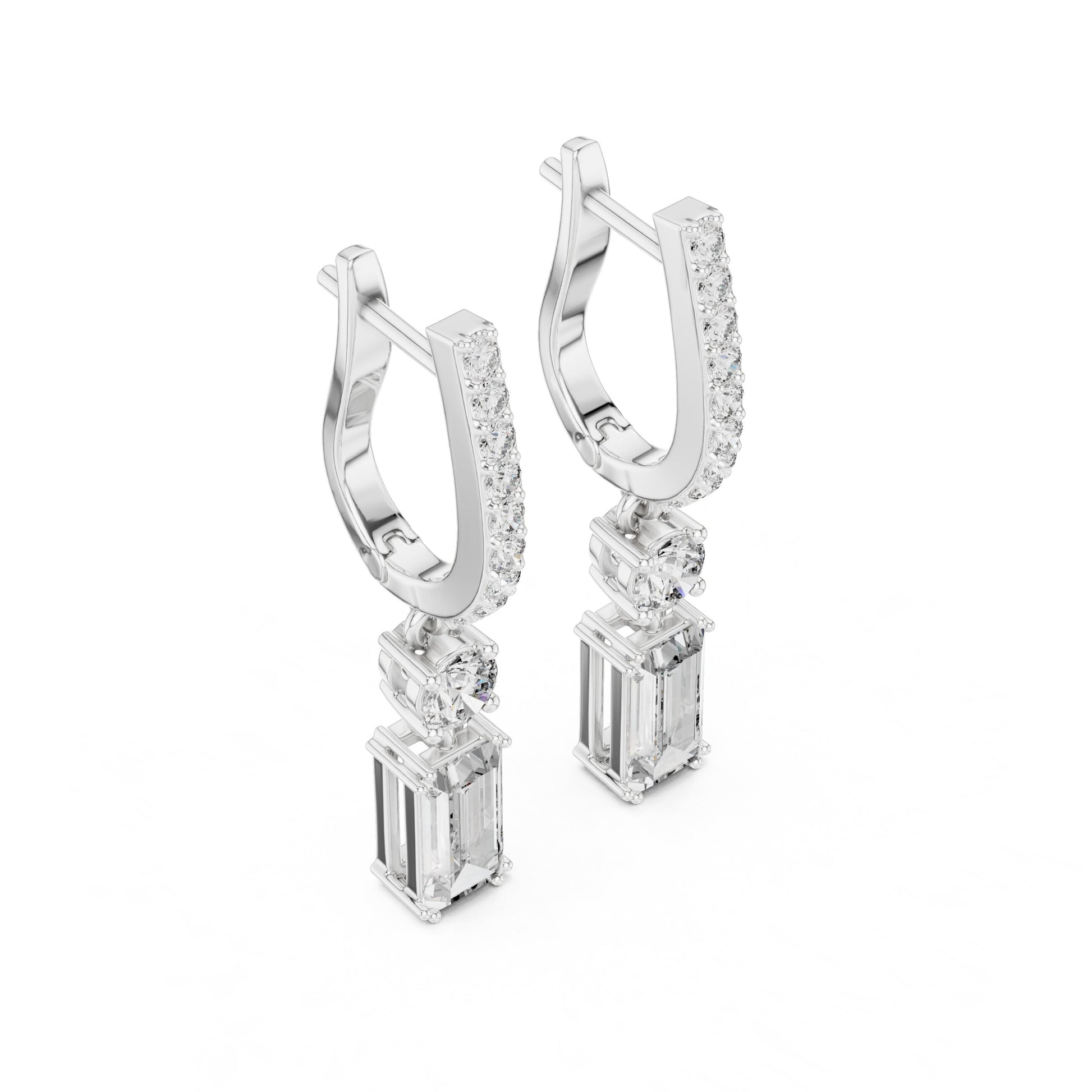 Mixed Shape Lab Grown Diamond Drop Earrings