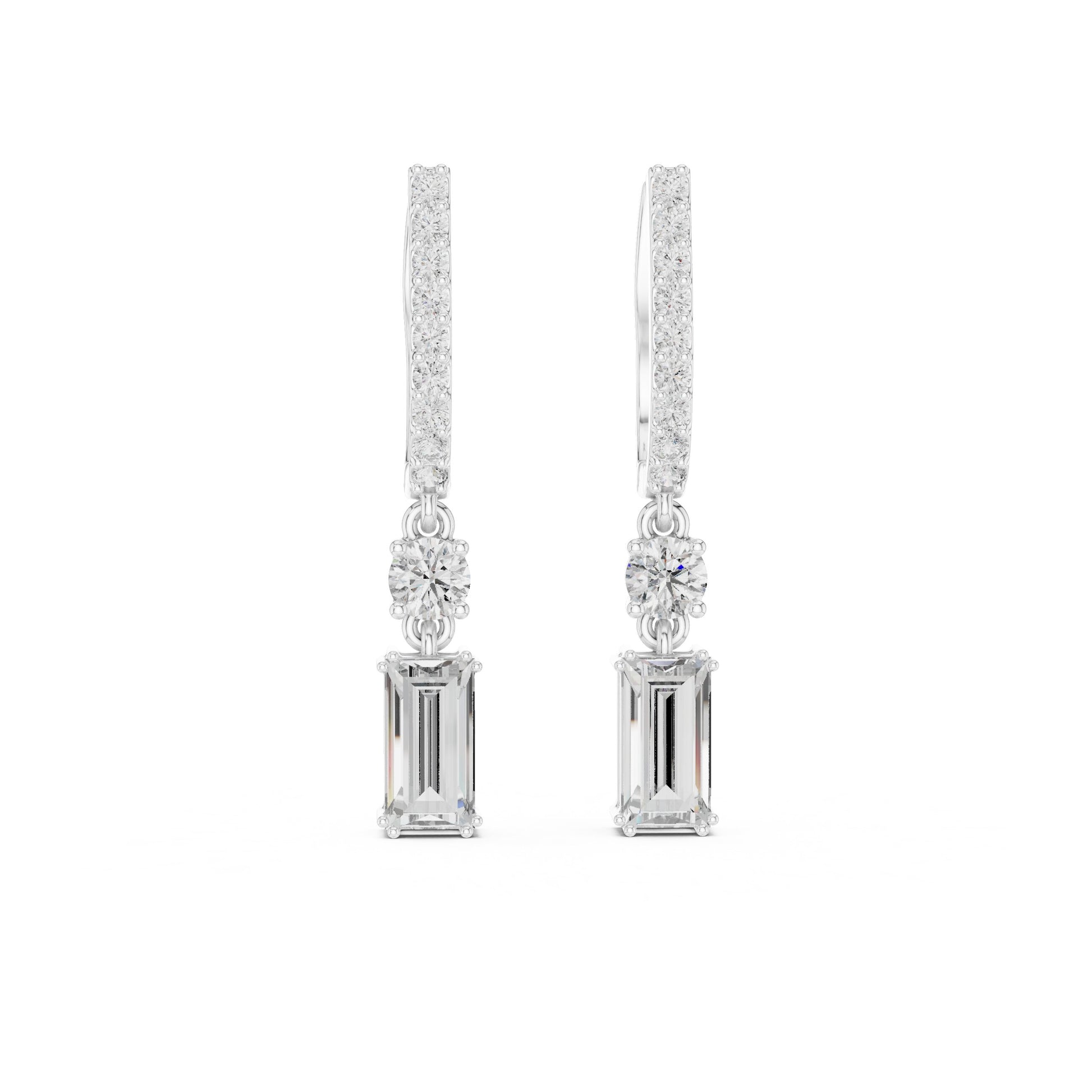 Mixed Shape Lab Grown Diamond Drop Earrings