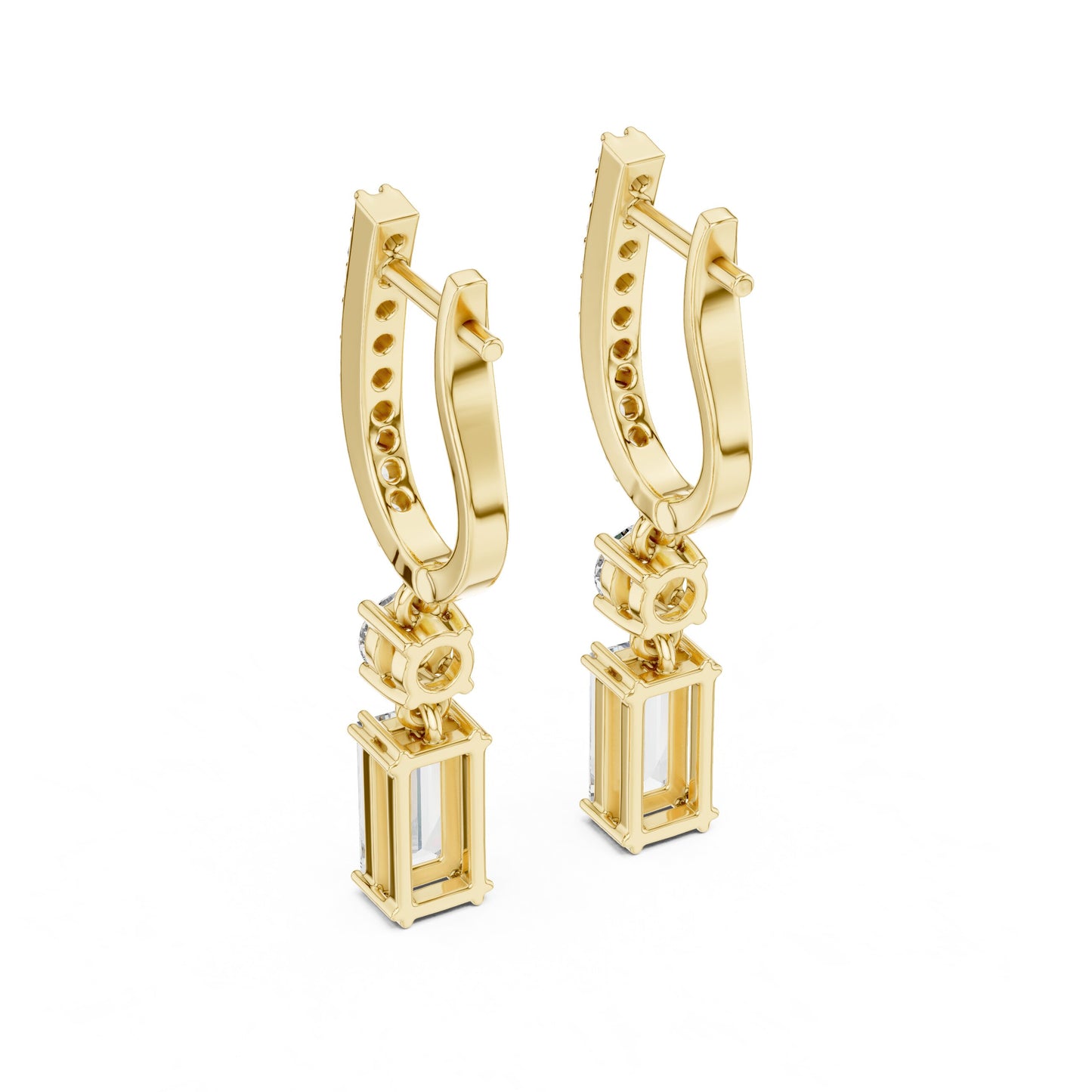 Mixed Shape Lab Grown Diamond Drop Earrings