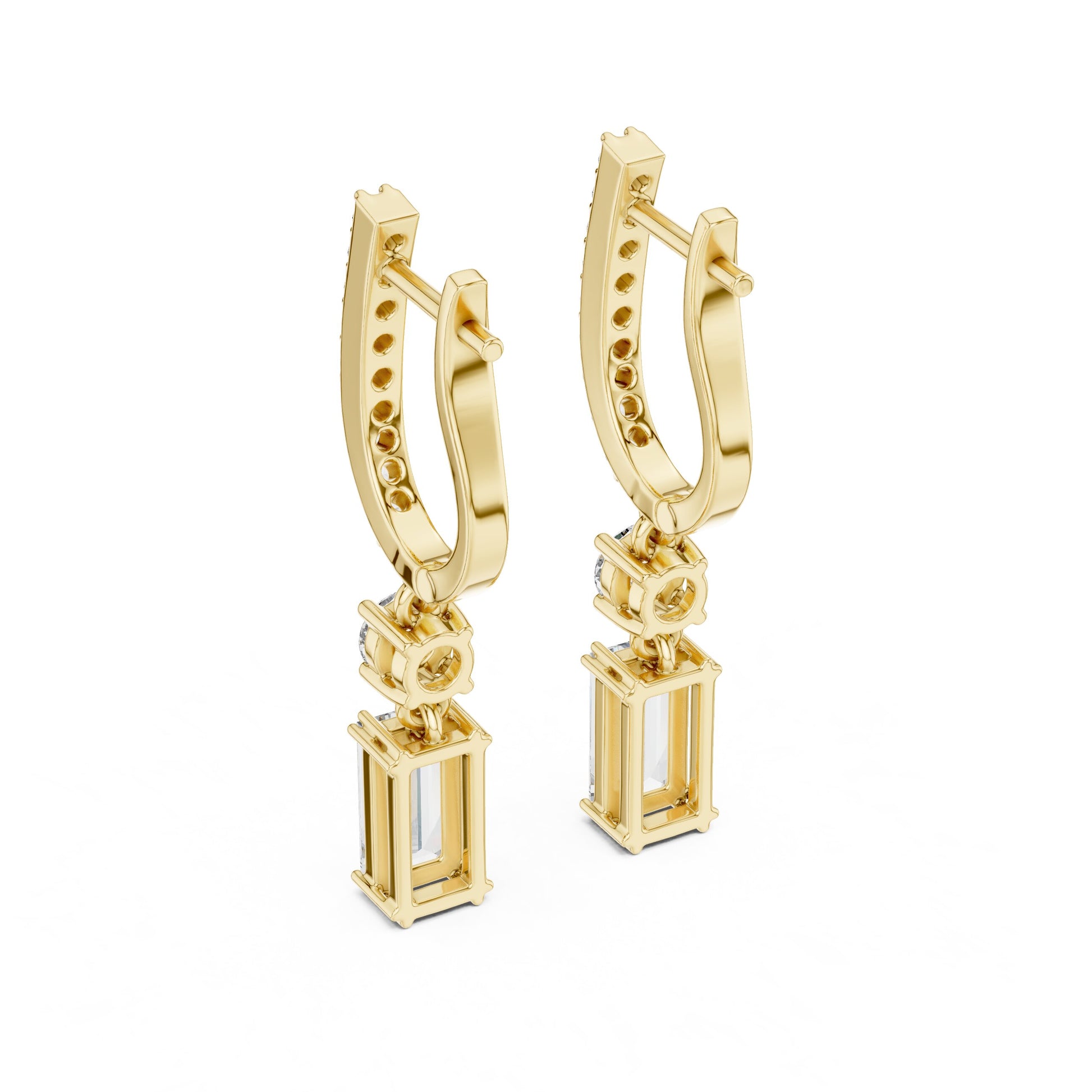 Mixed Shape Lab Grown Diamond Drop Earrings