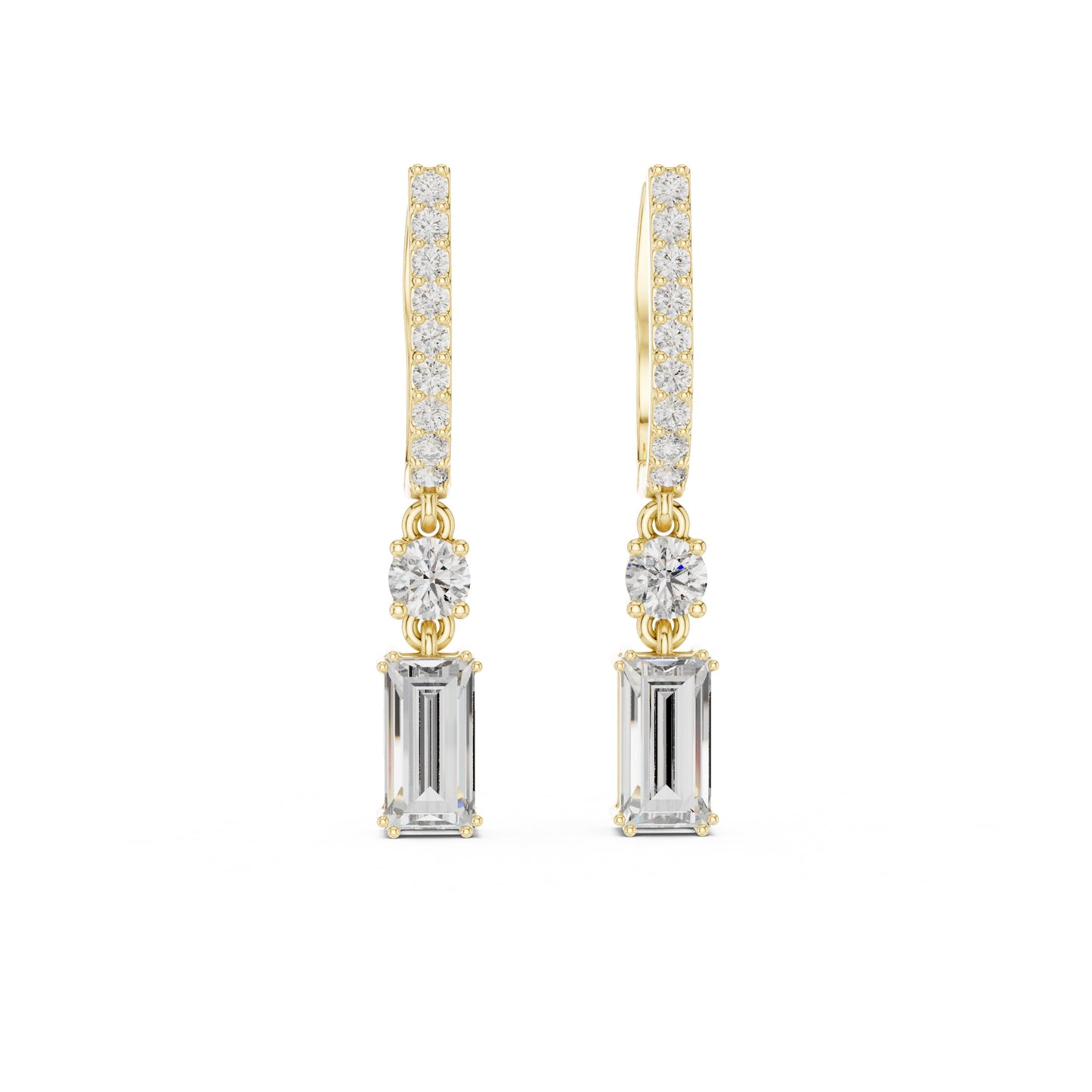 Mixed Shape Lab Grown Diamond Drop Earrings