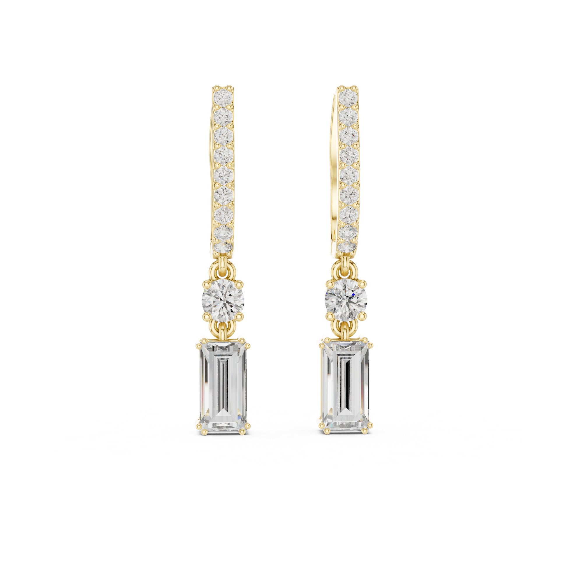 Mixed Shape Lab Grown Diamond Drop Earrings